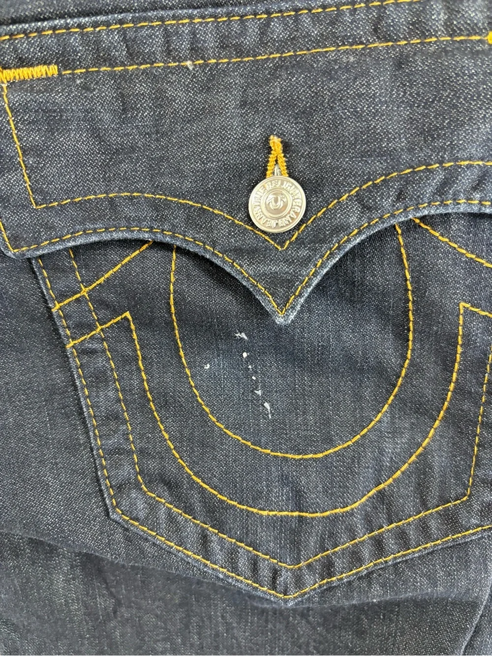 True Religion Men Jeans Straight Sz 34X34 Dark Denim Flip Flap Pockets